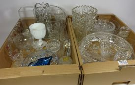 Large crystal footed bowl and other glassware in two boxes Condition Report <a