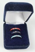 Set of three stone set enamel rings stamped 925 Condition Report <a href='//www.