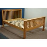 Polished pine double 4' 6'' bedstead Condition Report <a href='//www.