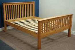 Polished pine double 4' 6'' bedstead Condition Report <a href='//www.