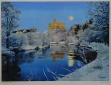 'Warkworth Castle in Snow' Northumberland,