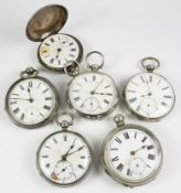 Six Victorian and later hallmarked silver pocket watches Condition Report <a