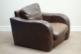 Club armchair upholstered in brown leather,