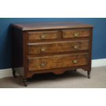 Edwardian walnut chest, two short and two long drawers, W108cm, H78cm,