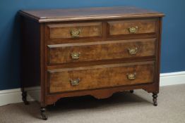 Edwardian walnut chest, two short and two long drawers, W108cm, H78cm,