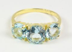 Three stone blue quartz gold-plated ring Condition Report <a href='//www.