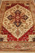 Persian Heriz style beige ground rug/wall hanging 230cm x160cm