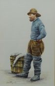 Portrait of a Fisherman, watercolour signed and dated D Fenwick '87,