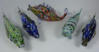 Five Murano style glass fish, L37cm max (5) Condition Report <a href='//www.