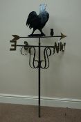 Wrought metal cock and chick weather vane,