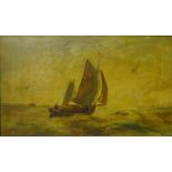 Sailing Vessel at Sea, 19th century oil on canvas monogrammed R.