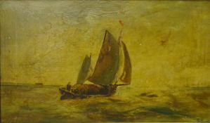 Sailing Vessel at Sea, 19th century oil on canvas monogrammed R.