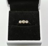 Ladies three stone diamond ring stamped 18ct plat Condition Report <a