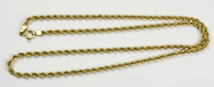 Rope twist necklace stamped 375 approx 4.1gm Condition Report <a href='//www.