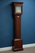 20th century mahogany longcase clock silvered dial signed 'H.