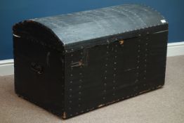 Early 20th century brass studded dome top trunk, W94cm, H57cm,
