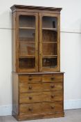 Victorian mahogany bookcase on chest, two short and three long drawers,