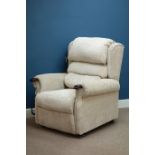 Electric reclining armchair upholstered in beige fabric (This item is PAT tested - 5 day warranty