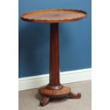 Victorian mahogany table with oval gallery top, octagonal column, 61cm x 47cm,