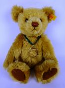 Steiff gold plush Teddy Bear made for Danbury Mint 2001 with medallion,