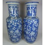 Pair of large 19th/ early 20th Century Chinese vases with Prunus blossom decoration H60cm