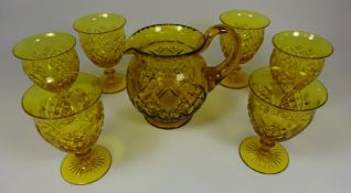 Amber crystal jug and glass set Condition Report <a href='//www.davidduggleby.