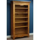 Oak open bookcase, five adjustable shelves, W106cm, H195cm,