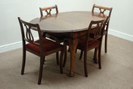 20th century mahogany drawer leaf dining table (91cm x 95cm - 154cm),
