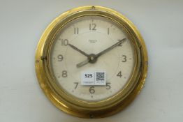 Smiths Sectric brass cased Bulk head type clock, battery movement,