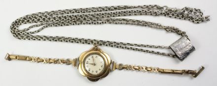 Vintage wristwatch and and a white metal belcher chain Condition Report <a