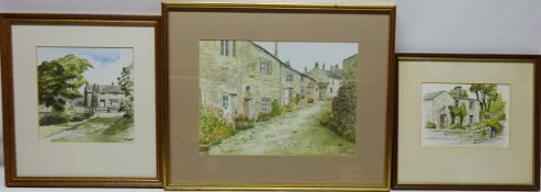 'Linton in Craven' and A Conistone Cottage, pair watercolours signed by Ted Gower and 'Grassington',