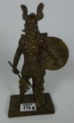 Cast bronze figure of a Viking warrior H24cm Condition Report <a href='//www.