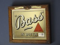 Original 'Bass in Bottle' oak frame Brewery advertising mirror stamped Bass & Co & with Brewers to