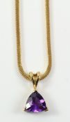 Amethyst pendant necklace hallmarked 9ct approx.