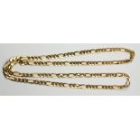 Flattened gold chain necklace hallmarked 9ct approx 17.
