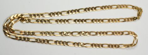 Flattened gold chain necklace hallmarked 9ct approx 17.