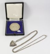 Hallmarked silver medal 'Incorporated Society of Valuers and Auctioneers' cased and a hallmarked