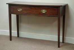 19th century mahogany bow front side table, with single drawer, W125cm, H84cm,