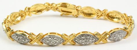 Diamond set link gold-plated bracelet Condition Report <a href='//www.