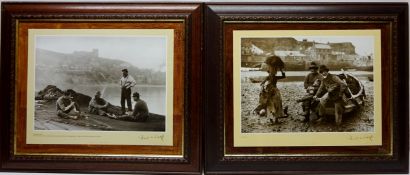 'Fisher Folk' and 'Mending the Nets' pair of photographic prints after Frank Meadow Sutcliffe 40cm