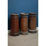 Three 19th century salt glazed terracotta chimney pots,