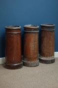 Three 19th century salt glazed terracotta chimney pots,