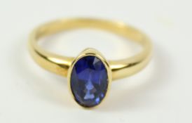 Sapphire set 18ct gold ring hallmarked Condition Report <a href='//www.