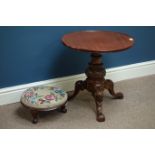 Victorian walnut and mahogany pedestal table and stool Condition Report <a