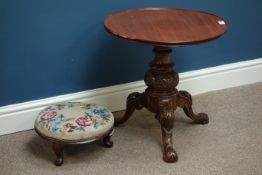 Victorian walnut and mahogany pedestal table and stool Condition Report <a