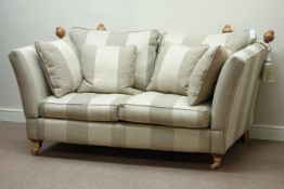 Two seat Knoll drop end sofa upholstered in striped cover,