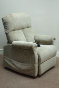 Electric riser reclining armchair upholstered in oat meal fabric (This item is PAT tested - 5 day