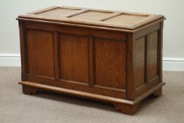 Large panelled oak blanket box, W104cm, H65cm,
