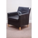 Beech framed leather upholstered armchair