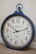 London 1865' circular wall clock in blue metal frame,